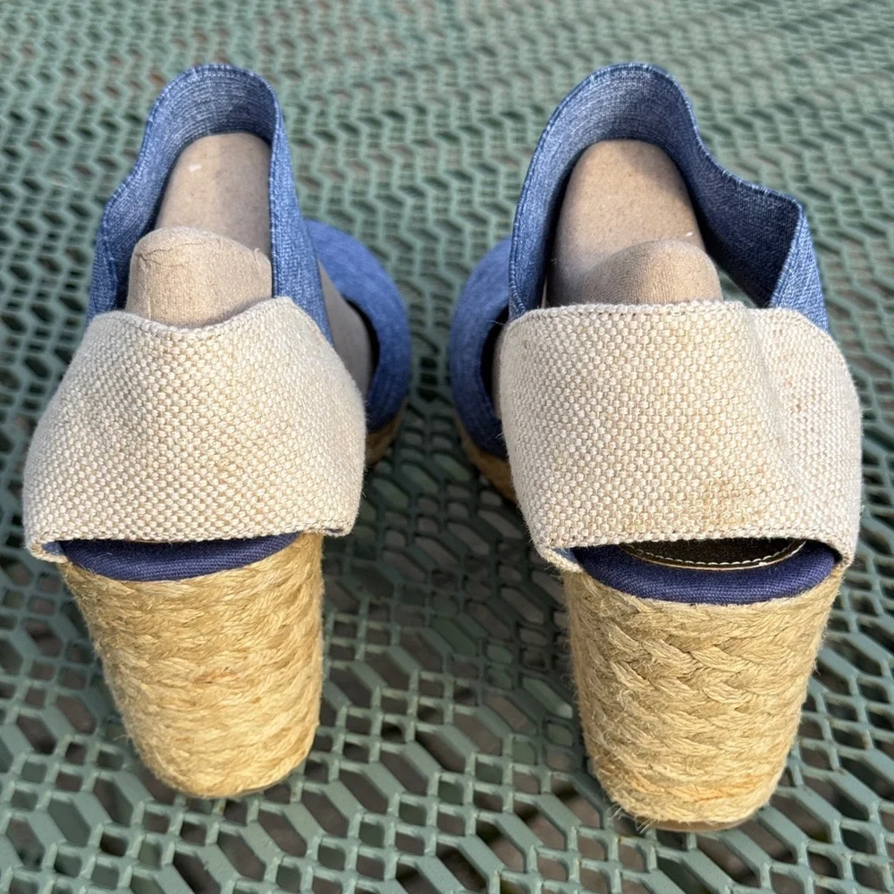 New Chaps, Espadrille, Boho Sandal, Ankle Strap, Wedge, Womens Size 9 1/2 B. BR